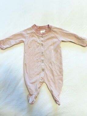 Hanna Anderson Pink Striped Baby One-Piece Footed Sleeper